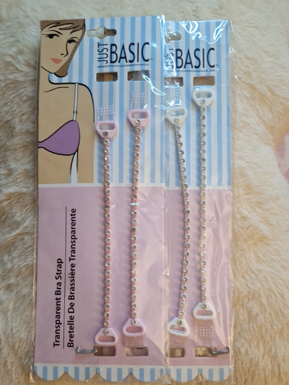 Women’s Clear Bra Straps with Pink Accents